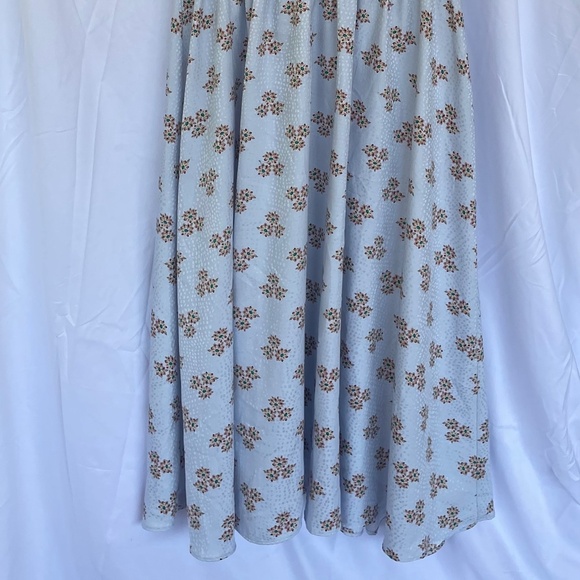 Ann Taylor Factory Dress Pastel Light Blue Floral Ruffles Flowey Sleeveless Sz L - Picture 2 of 15